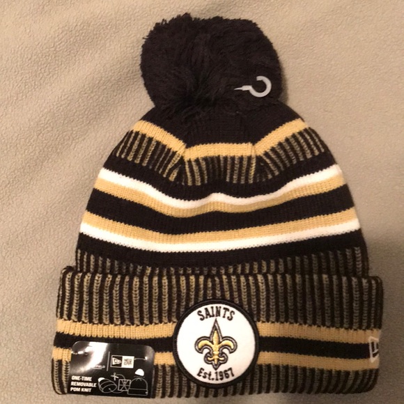 New Era New Orleans Saints Pom Sport Knit Hat - Picture 1 of 7